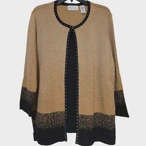 Alfred Dunner 2-in-1 Top Gold & Black Sweater / Blouse Shimmery Womens XL